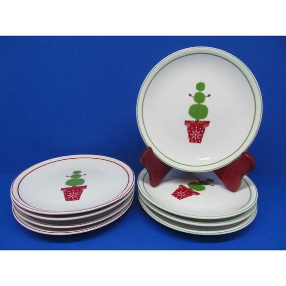 Starbucks Holiday 2006 Coffee 6 " Dessert Appetizer Plates Set Of 8 - Picture 1 of 10